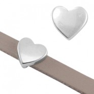 DQ metal slider Heart for 5mm flat leather Antique silver